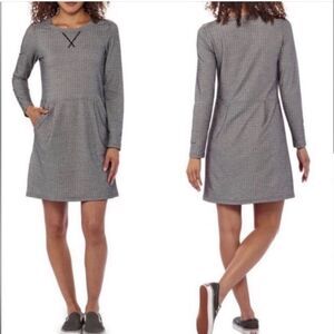 Patagonia Gray Herringbone Long Sleeve Casual Athleisure Performance Dress